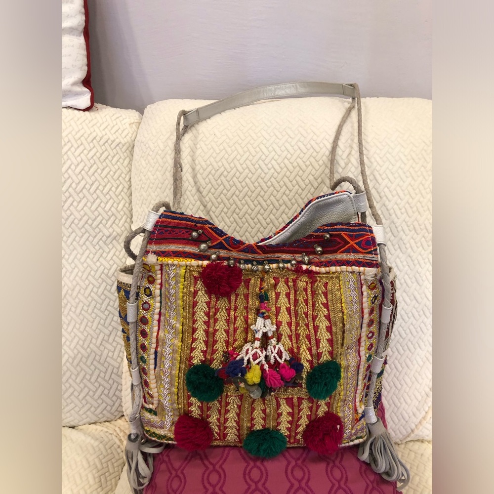 Calypso St. Barth Boho tassel embroidered bag, unique!